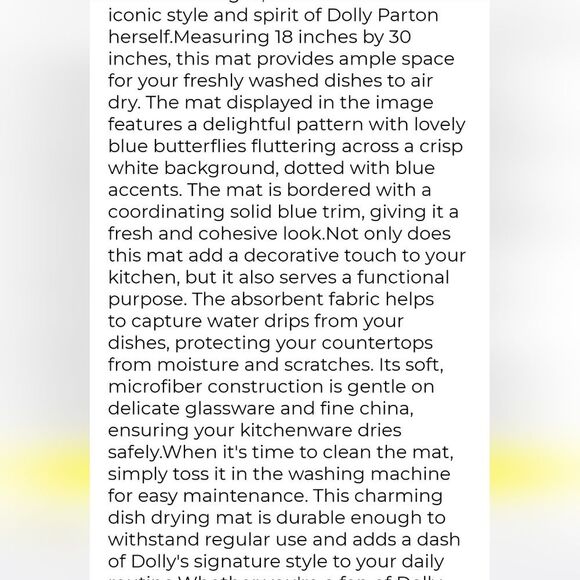 Dolly Parton Cup Of Ambition Reversible Dish Drying Mat - Picture 5 of 6